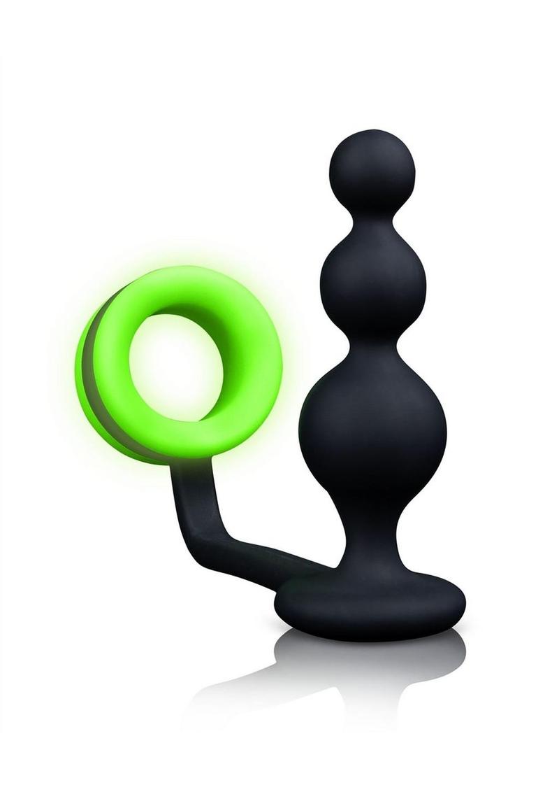 Ouch! Beads Butt Plug w/ Cock Ring Glow in the Dark