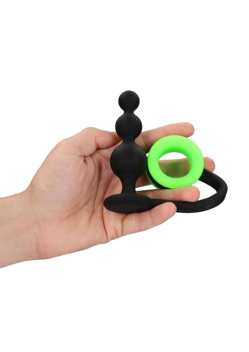Ouch! Beads Butt Plug w/ Cock Ring Glow in the Dark