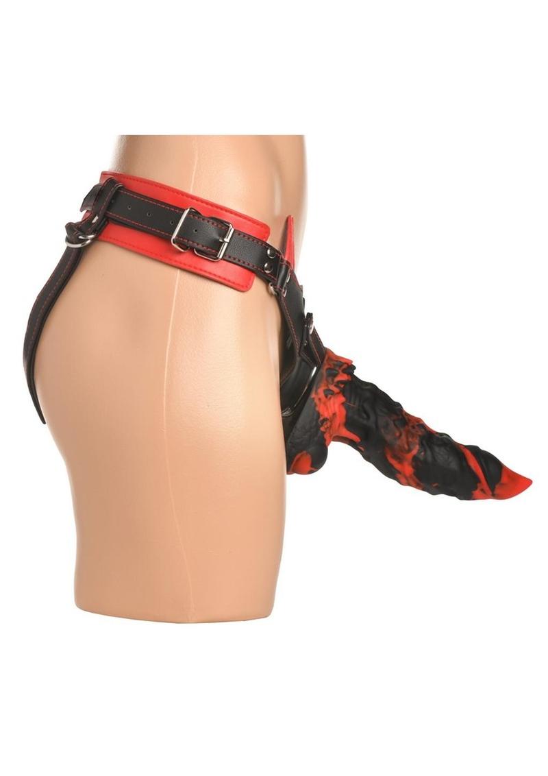 Creature Cock Horny Devil Strap-On Harness - Red/Black