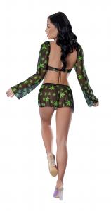 Hazy Dazy Crop Top Skirt & G String Pot Leaf