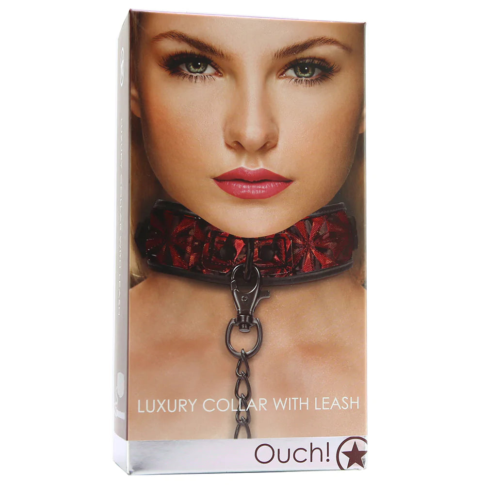 Ouch! Luxury Burgundy Collar & Leash