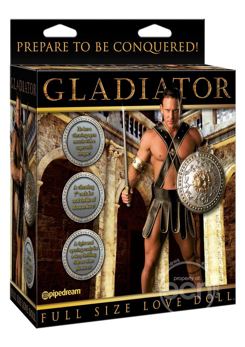 Gladiator Full Size Vibrating Inflatable Love Doll with Dildo & Remote