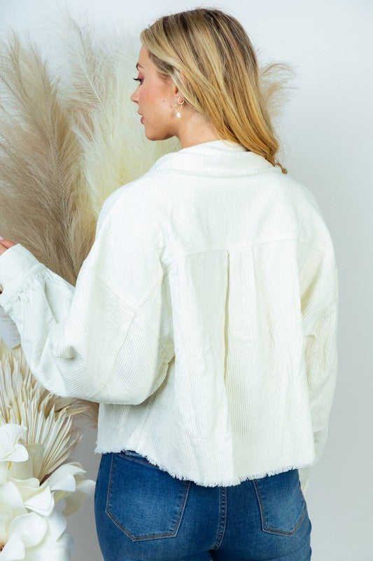 Solid Woven Distressed Jacket