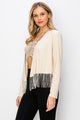 Rhinestone Fringe Hem Suede Jacket