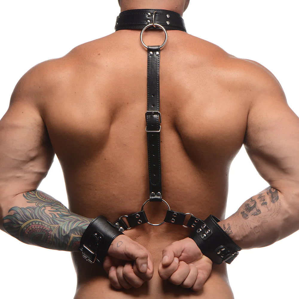 Strict Neck to Wrist Leather Restraints